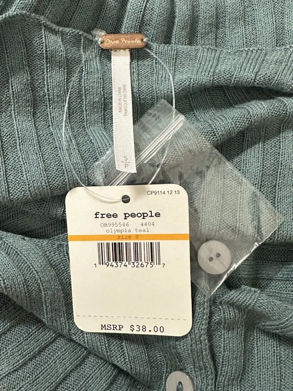 INTIMATELY BY FREE PEOPLE Little Cutie Crop Top Teal Size S NWT